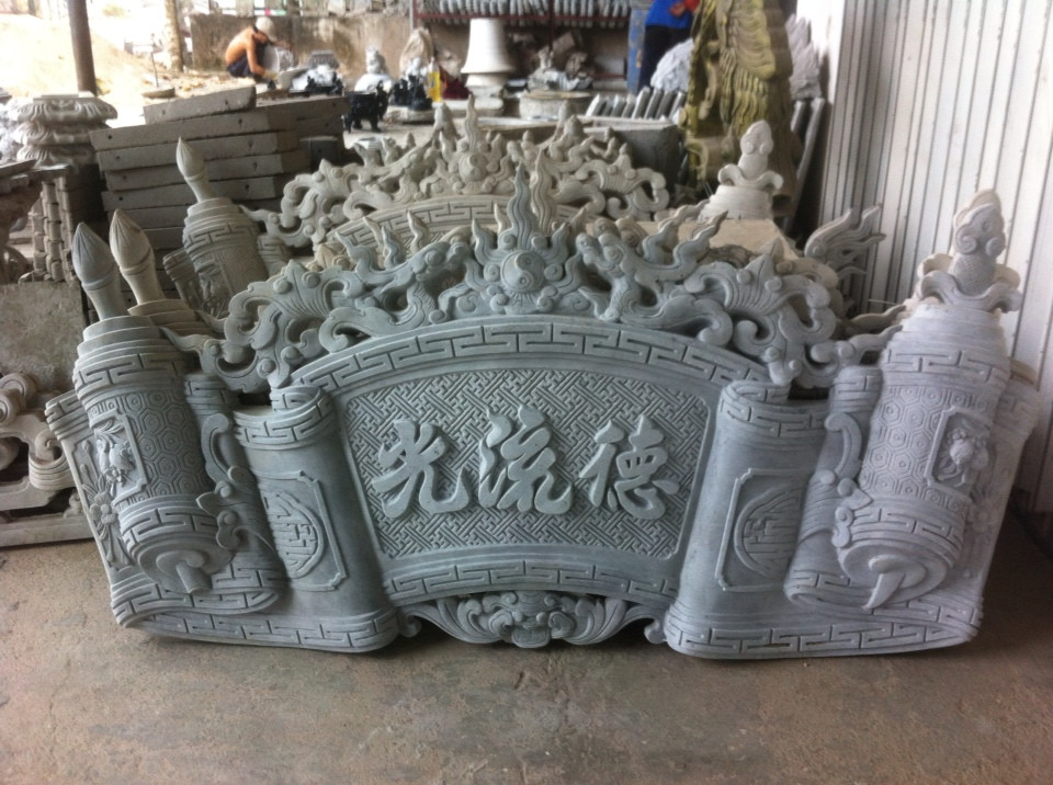 cuon thu xi măng trang trí đình chùa