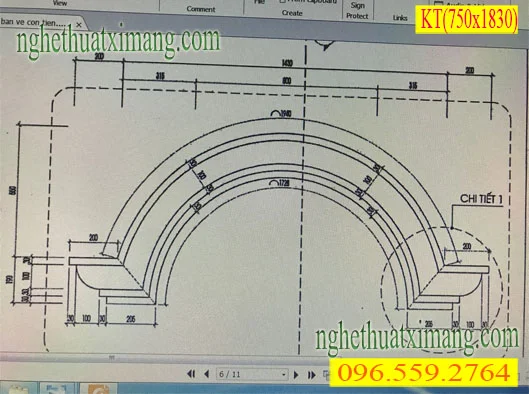 Thiết kế phào vòm cửa đúc sẵn