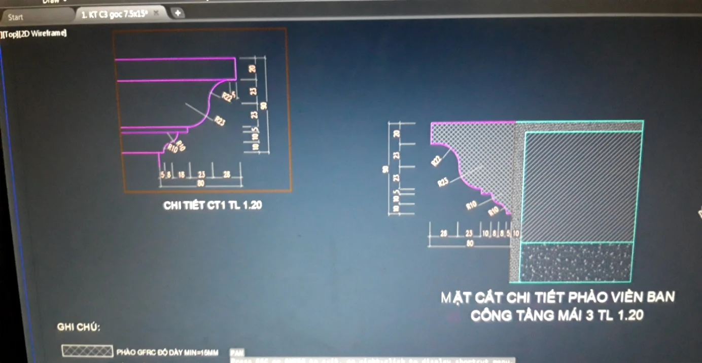 Thiết kế chi tiết phào chỉ GRC