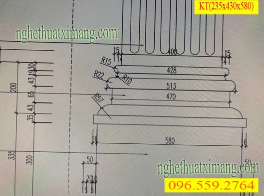 Bản vẽ thiết kế chi tiết phào chân cột GRC